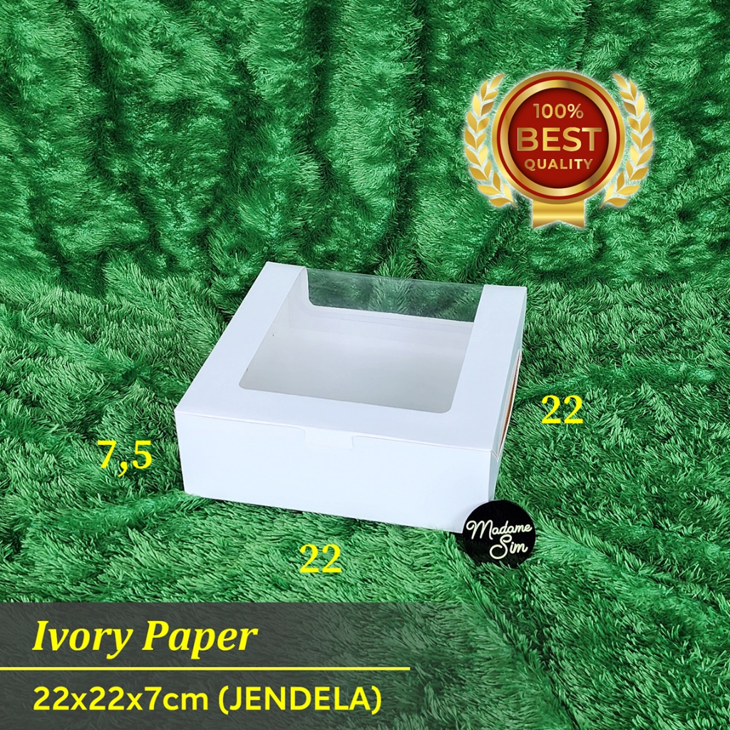 

D3v!! BOX IVORY - KOTAK NASI - DUS KUE - KOTAK CAKE 22x22x7 - JENDELA (ISI : 10 PCS)