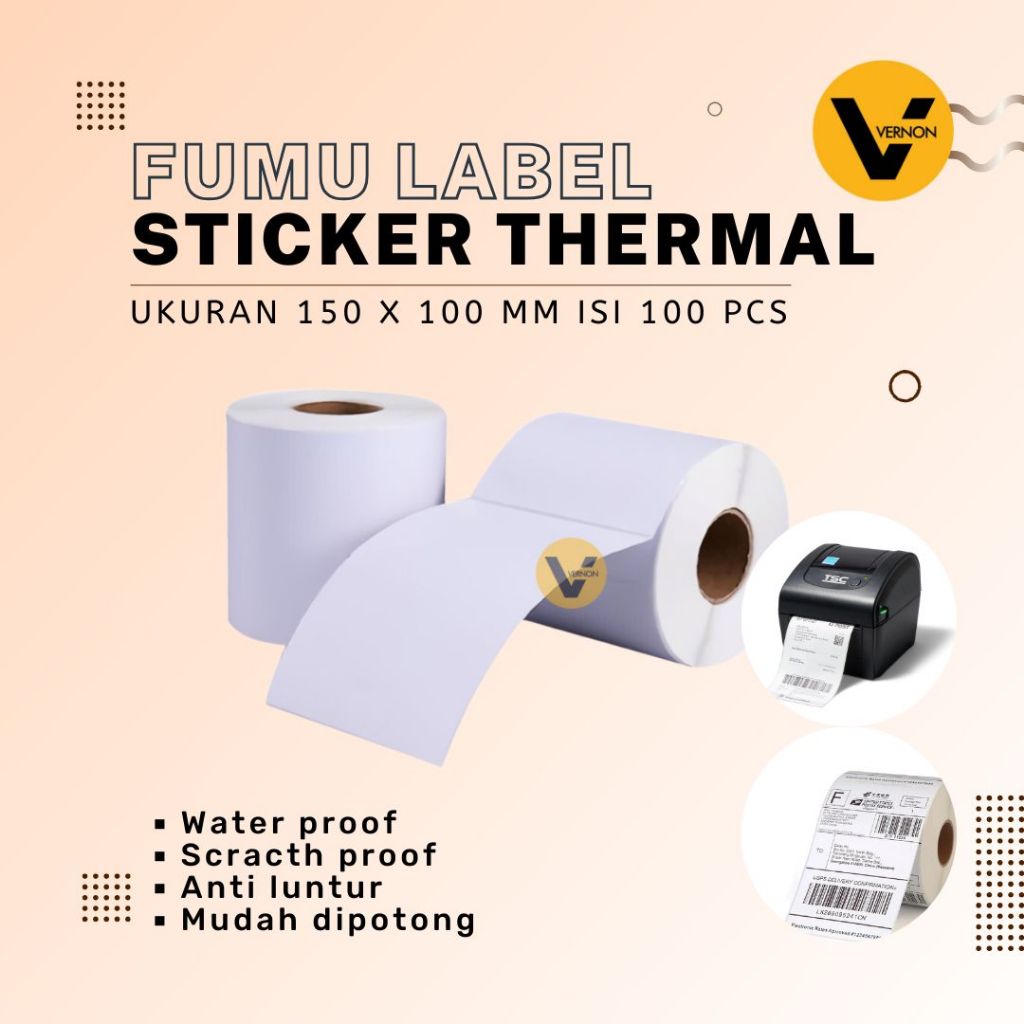 

Label Printer Thermal Label Barcode FUMU Kertas Sticker Resi A6 150 x 100 mm isi 500 pcs