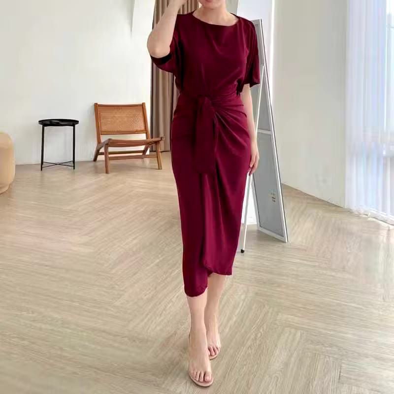 COD Dress Stelan Bumil NOVELINA Tali Lilit Rok Atasan Elegan Santai Casual Moderen Cantik Maxi Terba
