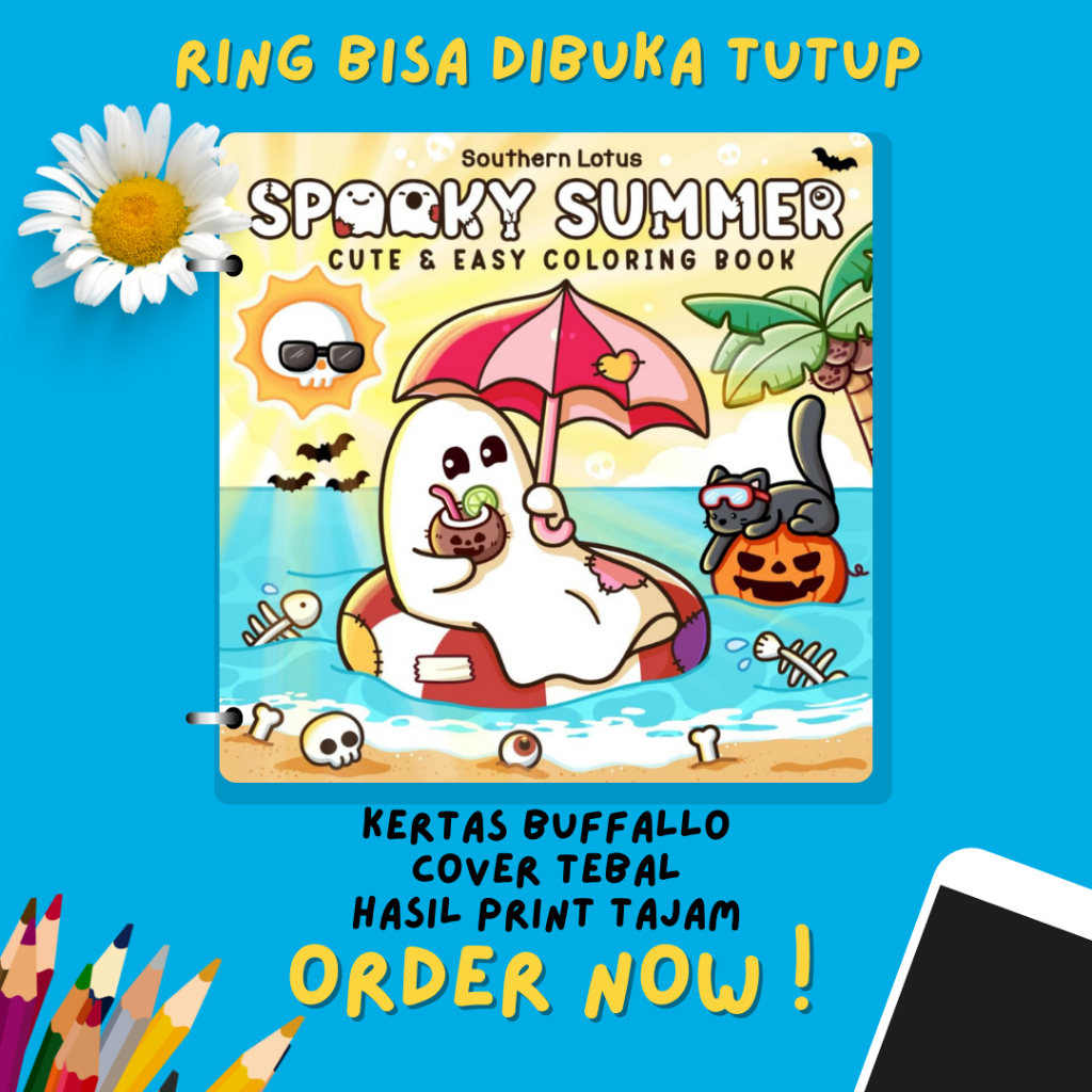 

UNOFFICIAL!! Buku Mewarnai Anak dan Dewasa- Spooky Summer book for adults and kids 50 halaman
