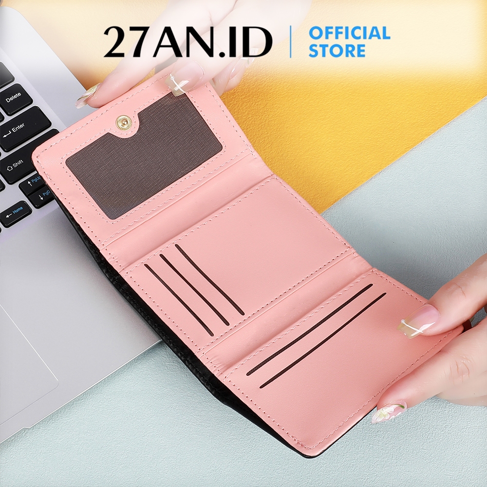 Favorit (27An.Id) Dompet Wanita Ac19 Dompet Lipat Mini Model Garis Bordir Premium