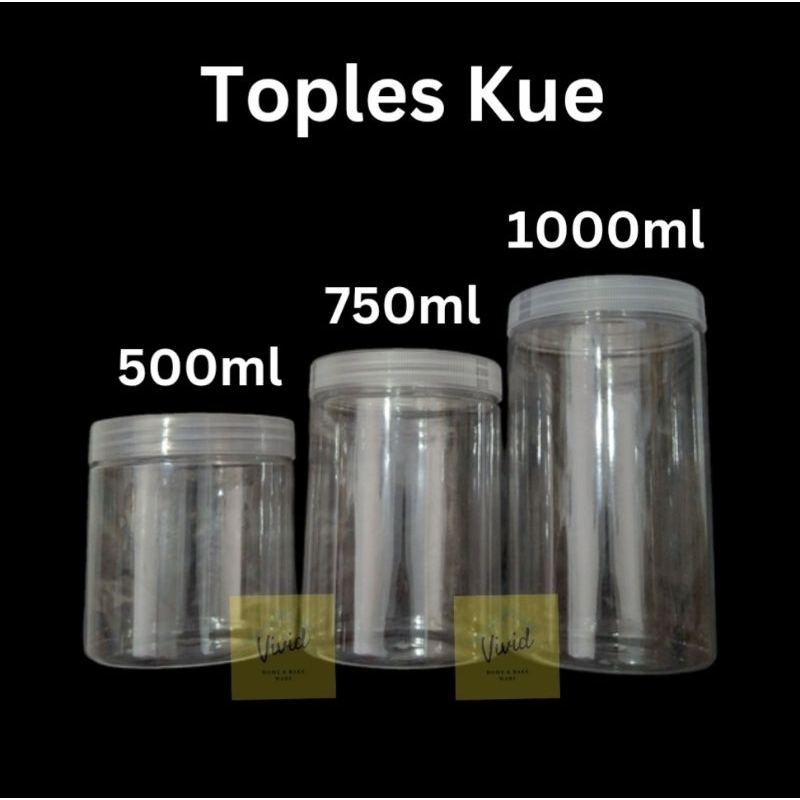 Toples Kue 500ML Toples Kue 750ML - Toples Kue Kering 500 ml Toples 750 ml- Toples Plastik Bulat 500
