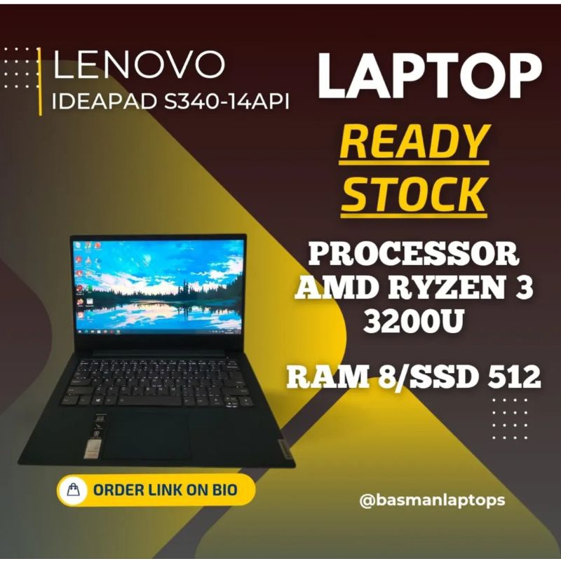 LAPTOP LENOVO IDEAPAD S340 AMD Ryzen 3 RAM 8 DDR4 PAKAI SSD NGEBUTT- LAPTOP BEKAS MALANG - LAPTOP MA