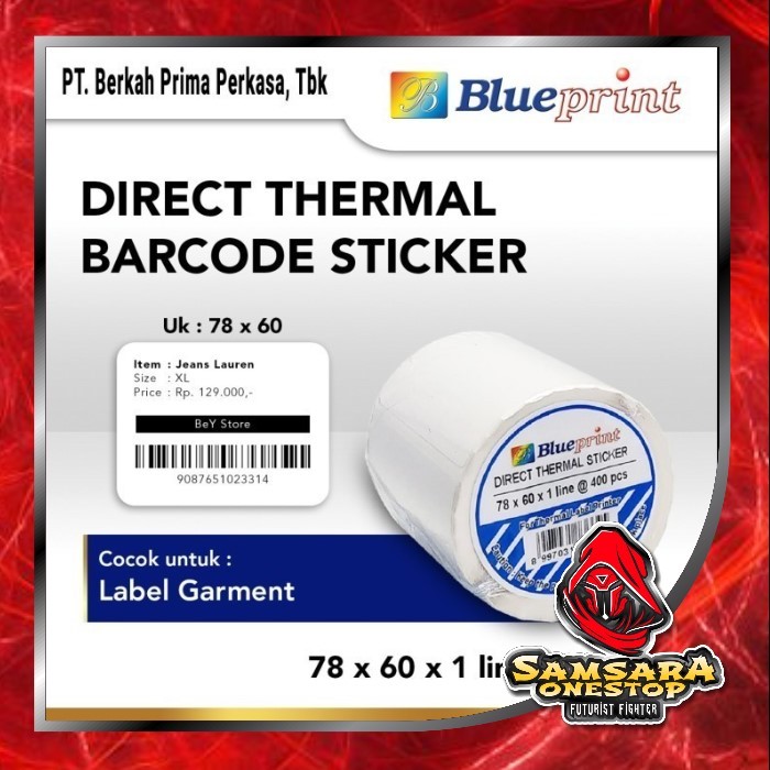 

Direct Thermal Sticker 78 x 60 BLUEPRINT Label Stiker 78x60 mm 1 Roll