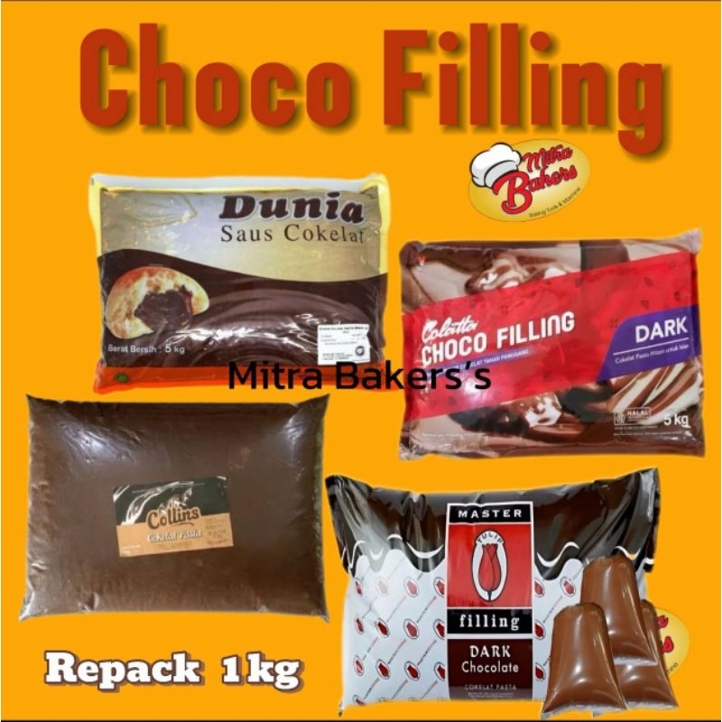 

COKLAT PASTA FILLING 1 KG REPACK ALL VARIAN BRAND (COLATTA,COLLINS,DUNIA,FILLING)