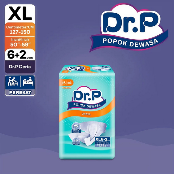 DR.P CERIA ADULT DIAPERS XL 6+2 BASIC POPOK PEREKAT DEWASA LANSIA ADULT DIAPERS