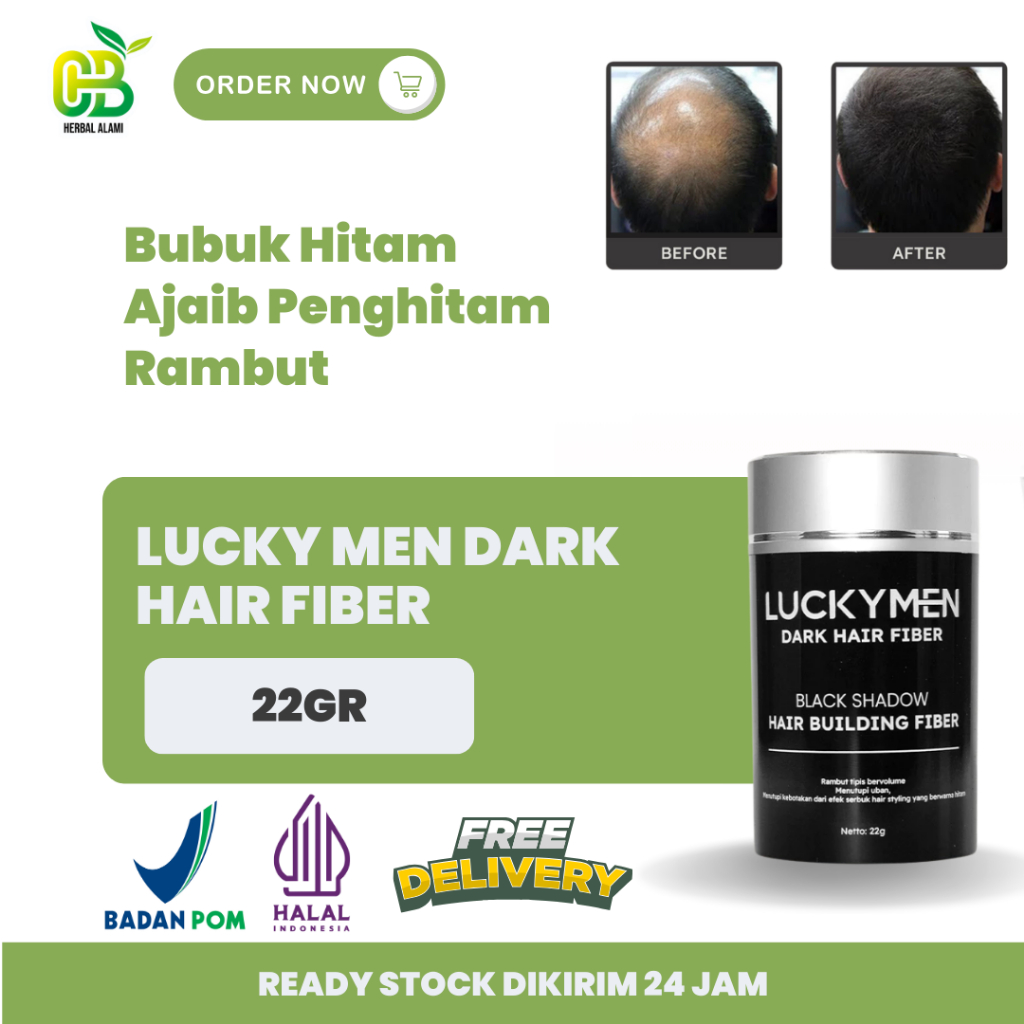 LUCKYMEN Dark Hair Fiber Serbuk Ajaib Penghitam Rambut Ampuh Menutupi Kebotakan Dan Uban