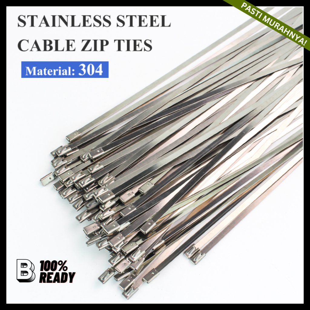 

Kabel Ties Stianless / 100pcs Kabel Cable Tie Zip Ties bahan Besi Stainless Steel panjang 25cm