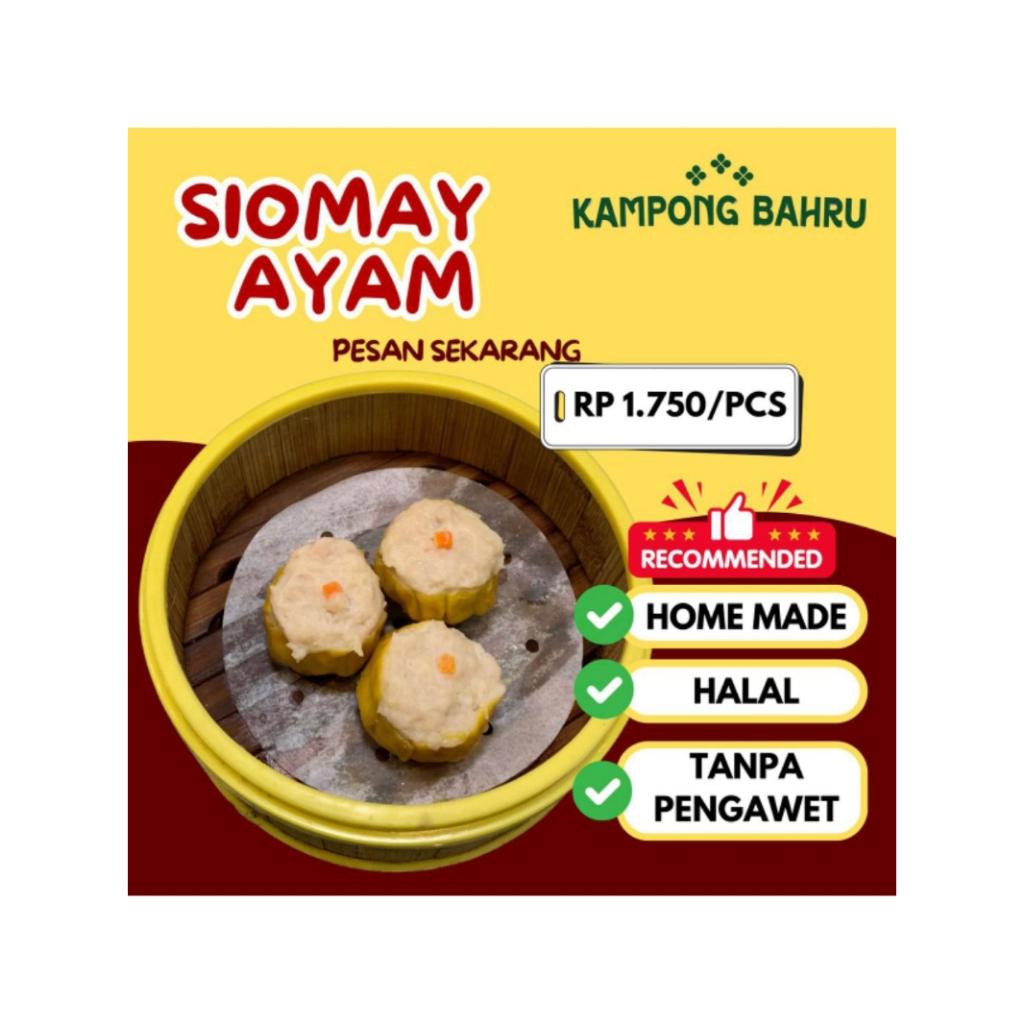 

DIMSUM AYAM SIOMAY PREMIUM MURAH FROZEN HALAL ISI 20 PCS Rp 1.750/pcs