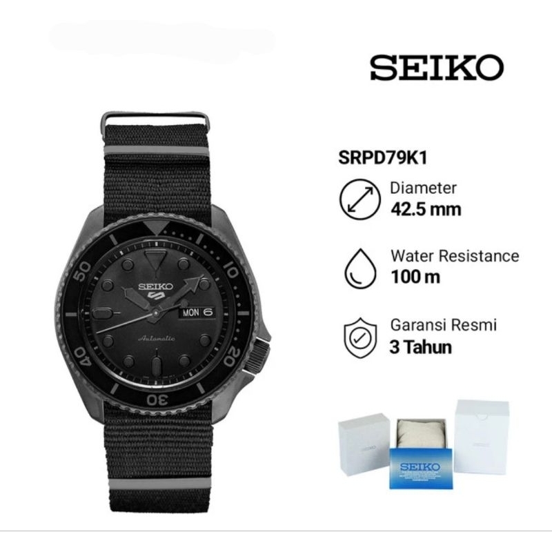 Seiko 5 Sports SRPD79K1 Sport Style Automatic Jam Tangan Pria Original