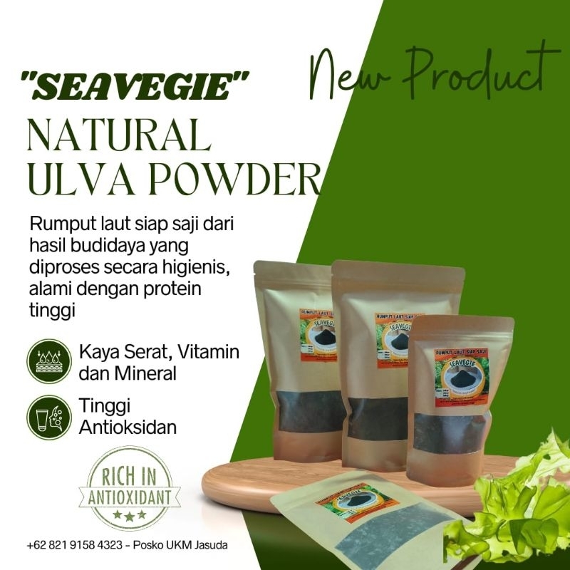 

SEAVEGIE 100 gr / Rumput Laut Siap Saji/ Green Seaweed Powder / Ulva Powder