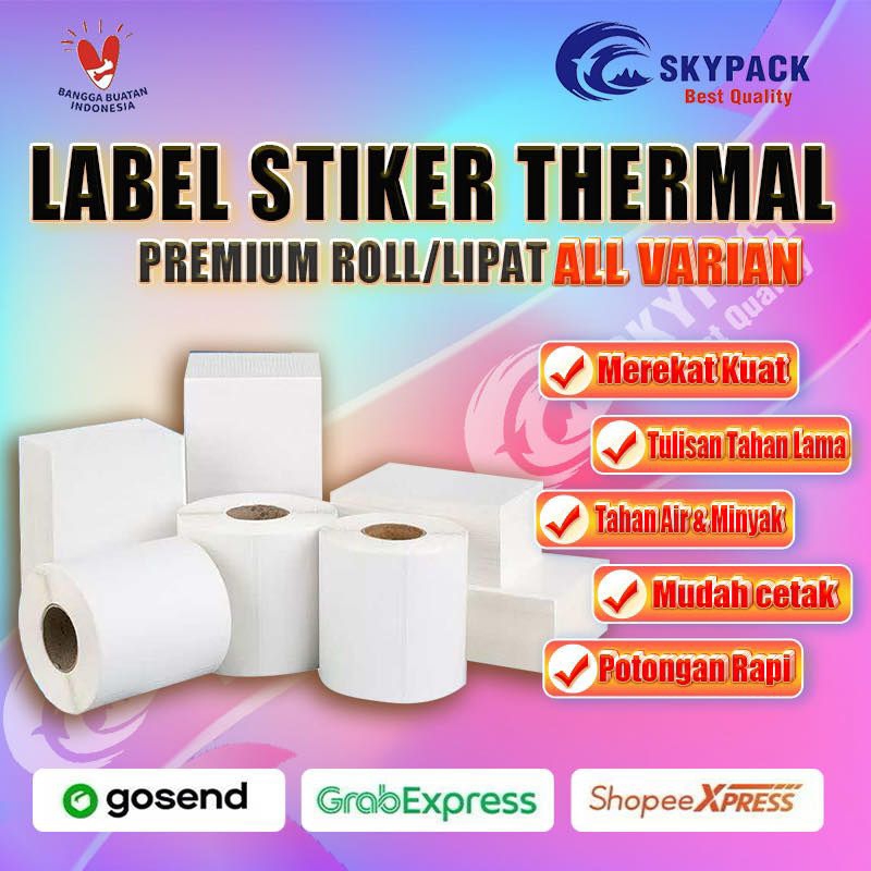 

SKYPACK kertas Label Thermal Roll/Lipat Direct Thermal Barcode Stiker Resi Online Shop Printer A6