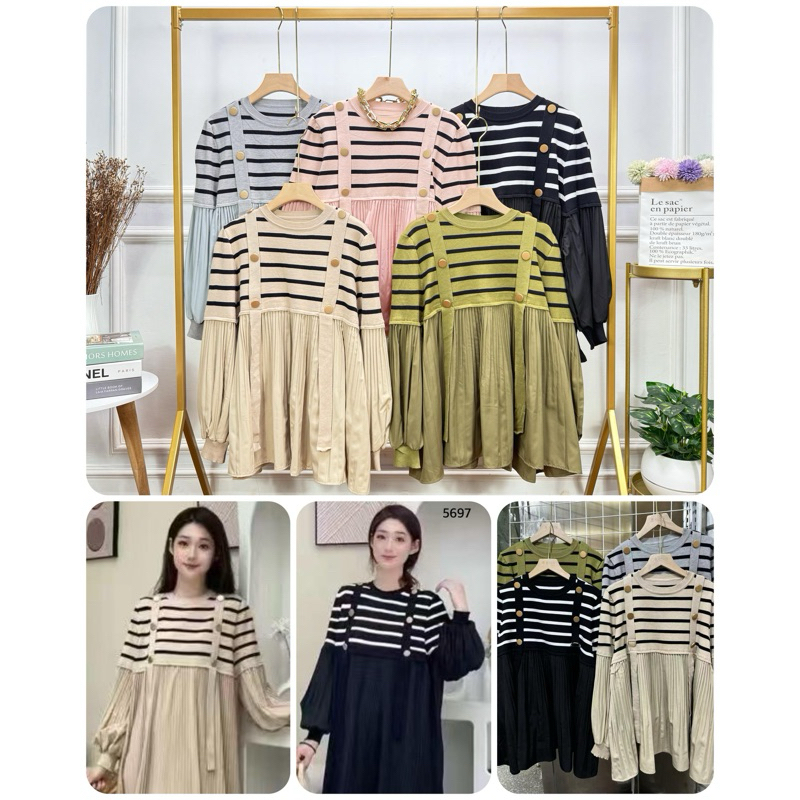SWEATSHIRT BLOUSE PLISKET PLEATS SALUR PREMIUM IMPORT