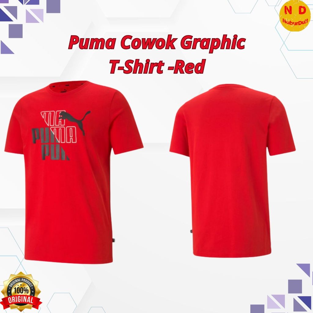Baju Puma Cowok||Atasan Pria||Original Puma||T-shirt Merah