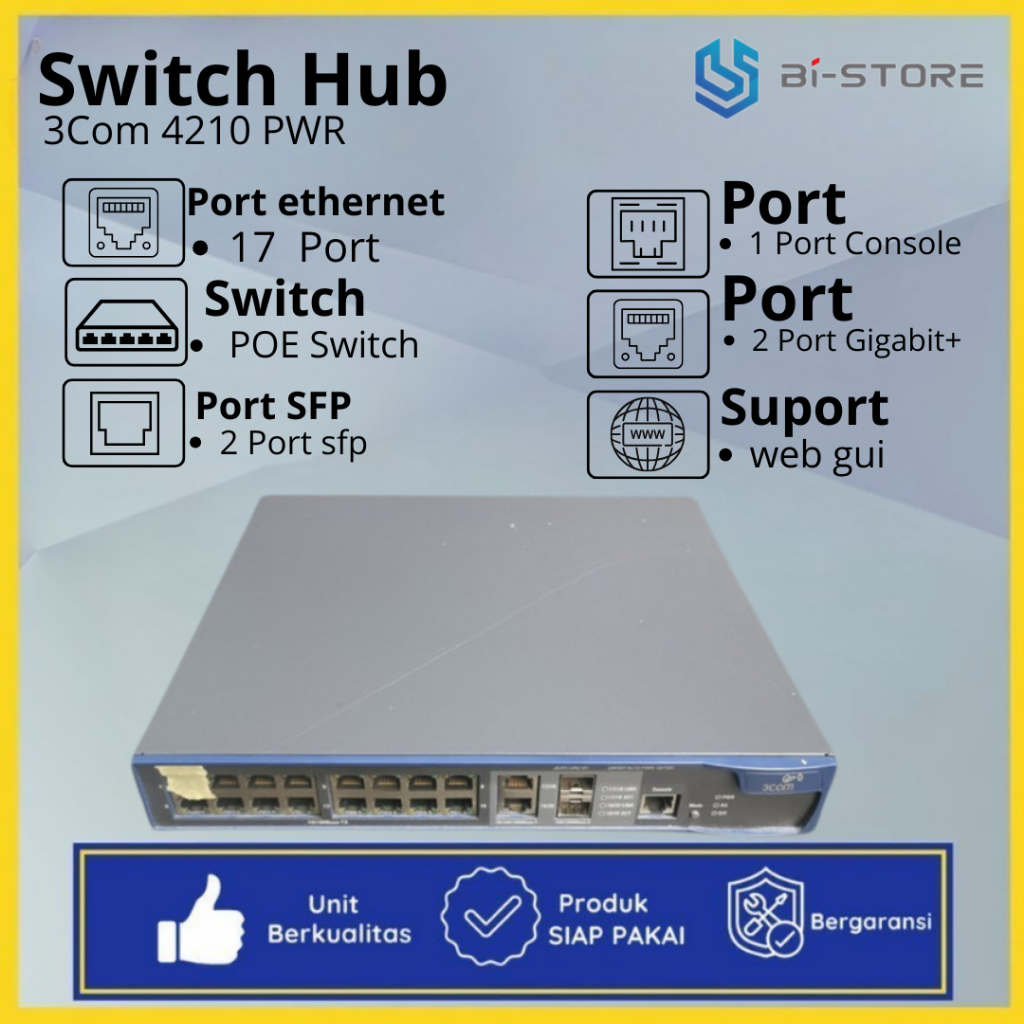 Switch Hub POE Manageable 3Com 4210 PWR Untuk IP Phone AP Dan CCTV