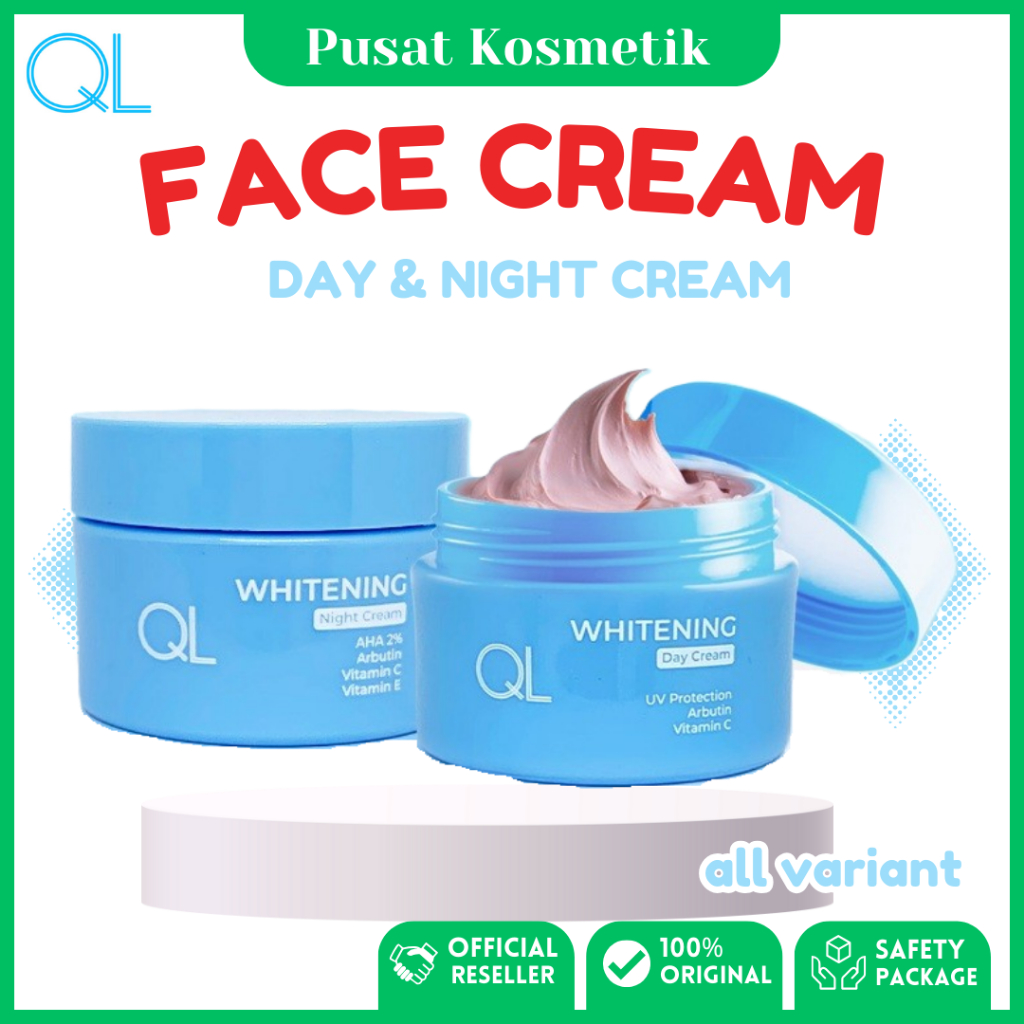 QL Cosmetic Whitening Day & Night Cream | Krim Siang & Malam Glowing Pencerah