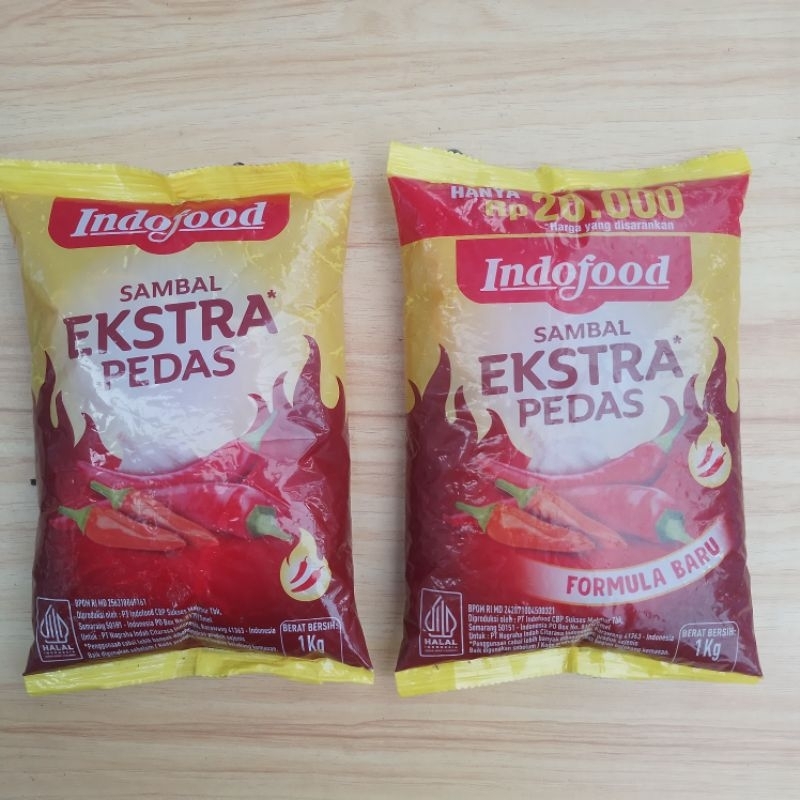 

saos sambal indofood ekstra pedas kemasan bantal 1 kg