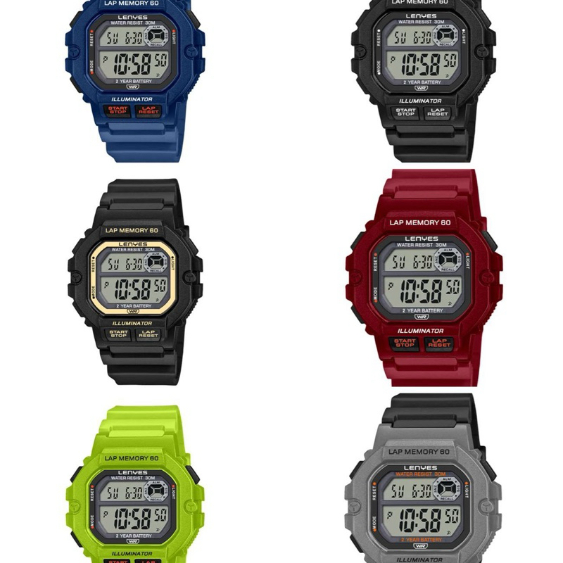 LENYES LEW005 Jam Tangan Pria Wanita Digital Tahan Air Sport Watch Resin 3ATM Waterproof