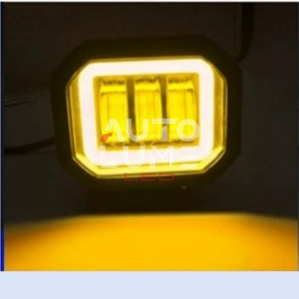 AutolumeLampu Tembak Sorot Daymaker LED Motor Mobil 3.5 Inci 30W 3 Mata - Angel Eye 6D, Bulat &