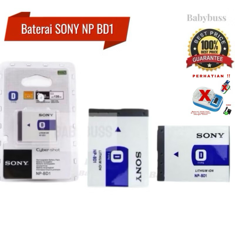 BATERAI SONY NP BD1 for kamera CyberShot G Series DSC-G3 CyberShot T Series DSC-T2, DSC-T200, DSC-T3