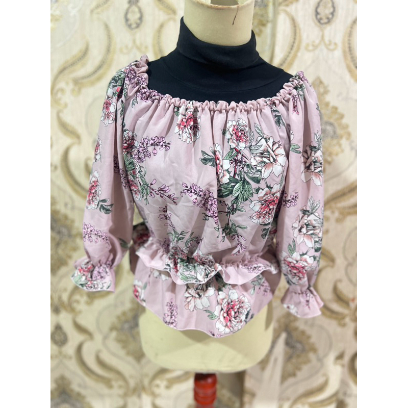 preloved atasan sabrina bunga