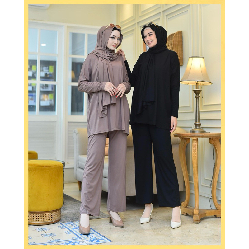 SETELAN TUNIK 3in1 TERMASUK HIJAB / SETELAN HIJAB / TUNIK