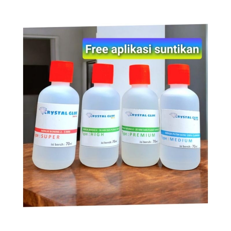 

lem akrilik crystal glue type Super 70ml, high 70ml, medium 70ml, premium 70ml | lem acrylic bening