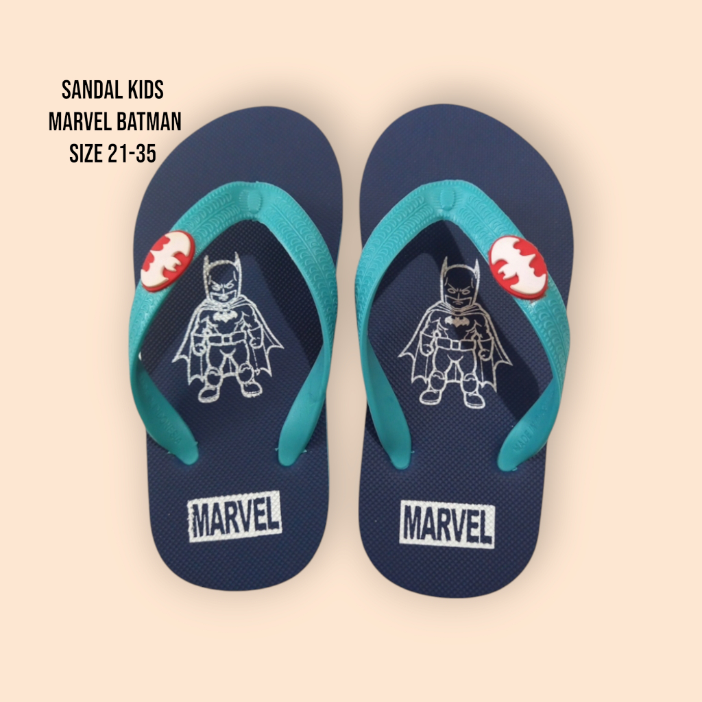 Sandal Jepit Anak Cowok Batman Terbaru Bahan Karet Empuk Nyaman di Kaki Si Kecil