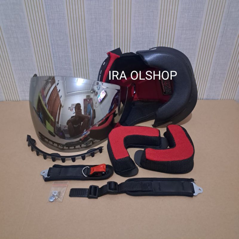 Paket Busa Helm KYT Vision 1 Kancing Besi dan Kancing Plastik dengan 6 Pilihan Warna Kaca Pelangi, S