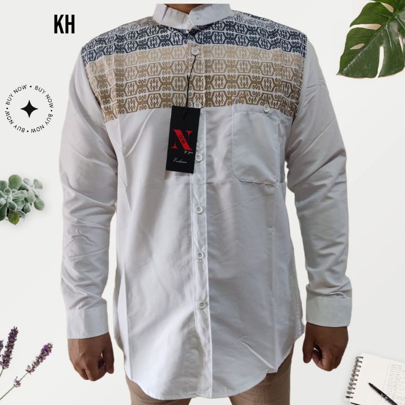 kemko kh n'one kemeja koko pria dewasa tangan panjang premium original