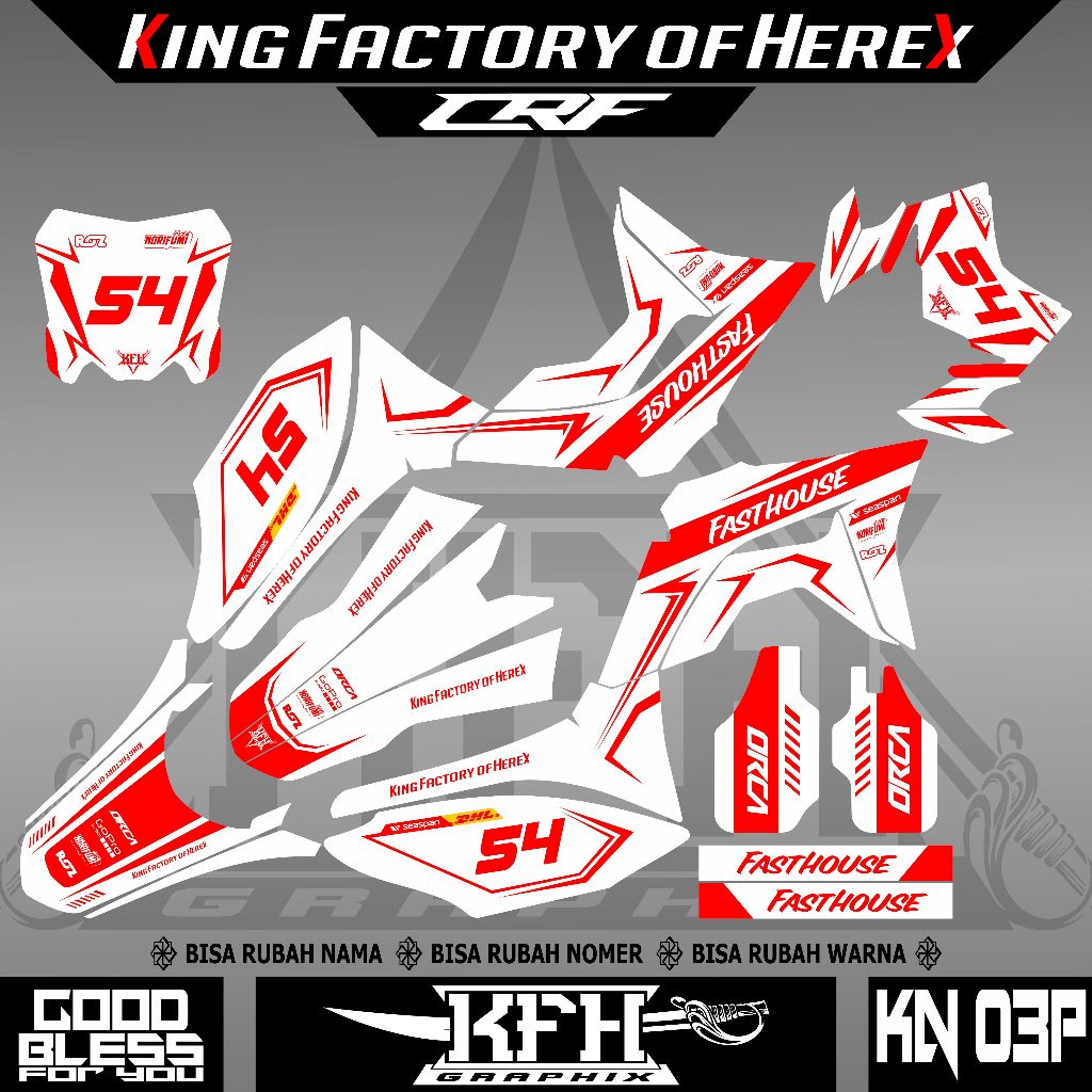 Decal CRF 150L Grafis Fasthouse Orca KN03 - Sticker Decal - Desain Keren Fullbody Stiker crf 150L KF
