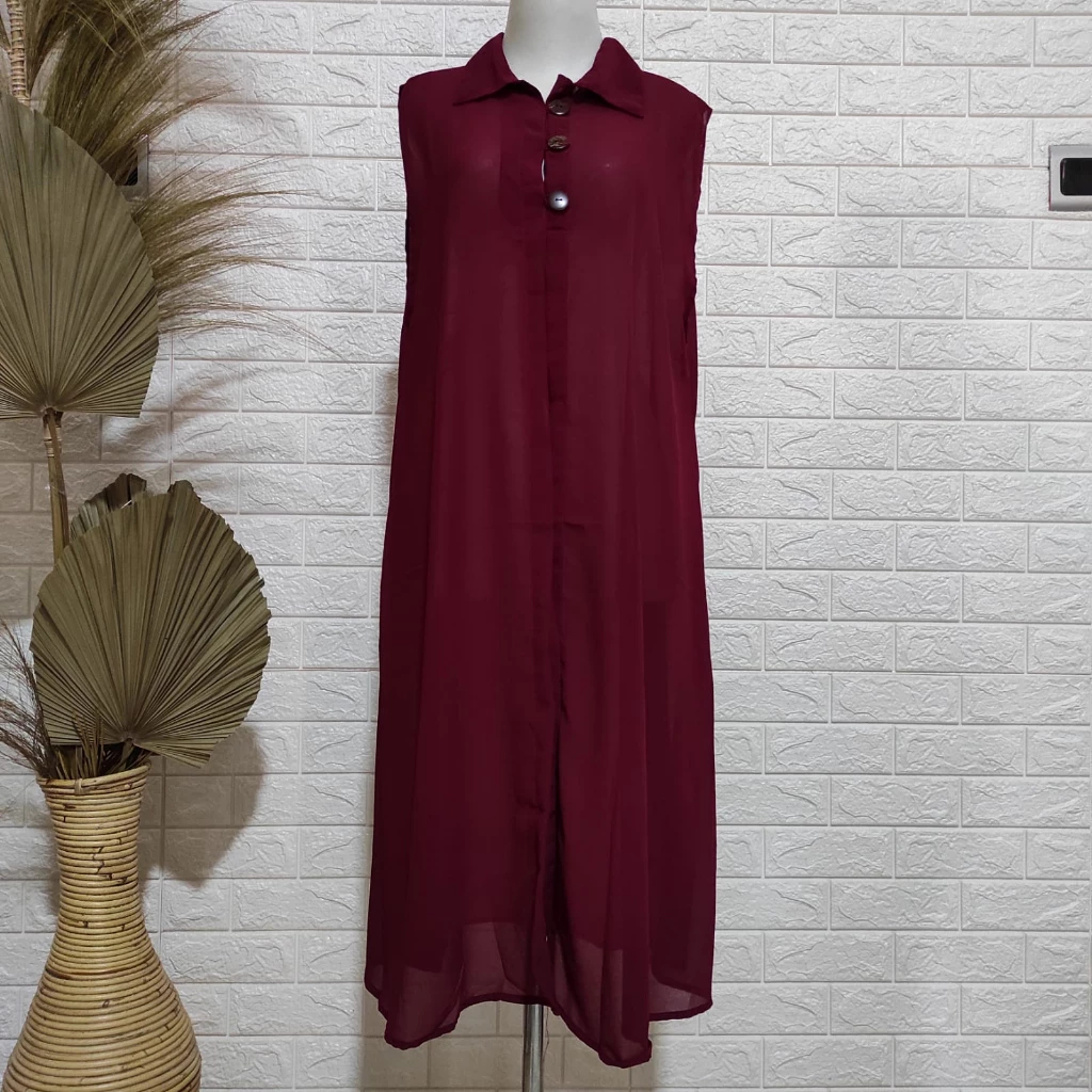 Outer Ceruty Babydoll Tanpa Lengan Cardigan Wanita Muslim Jumbo Lekbong