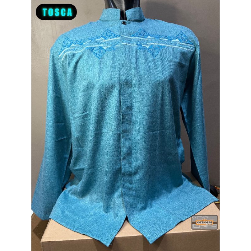 Baju Koko Pria Lengan Panjang Bordir Motif Zulfikar Koko Lebaran Terbaru Saku Samping Promo Ramadhan