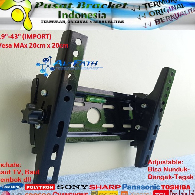 HJ6 Bracket TV POLYTRON 19 sd 43 inch IMPORT QUALITY Garansi 1 cocok