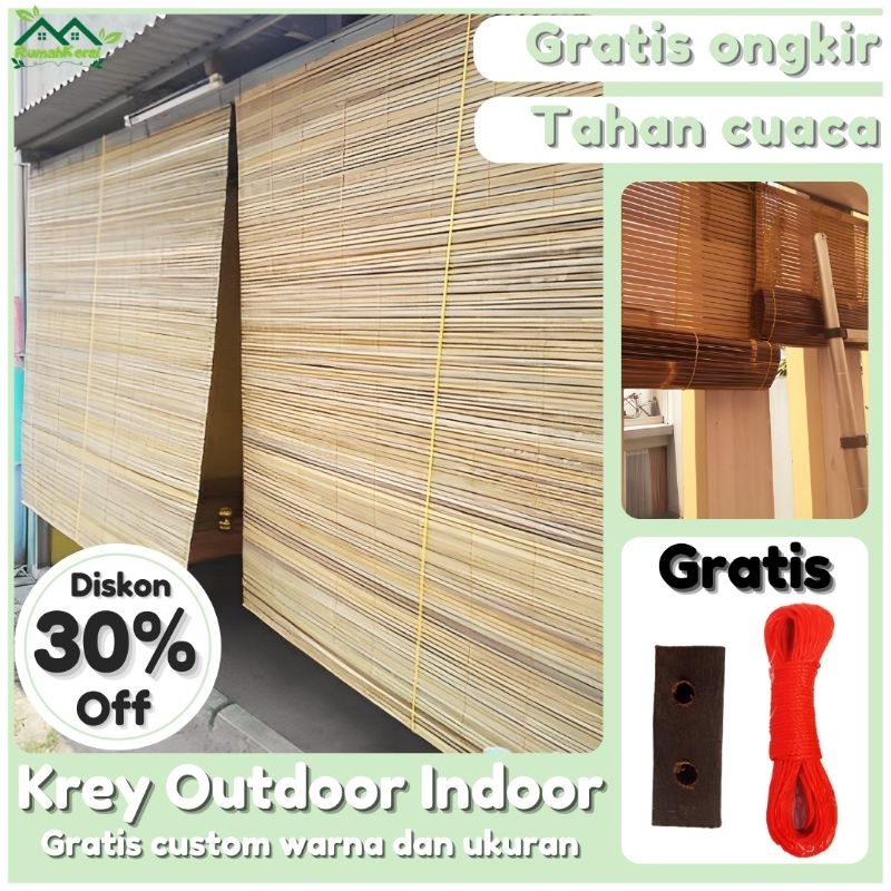 Tirai Krey Bambu Murah Minimalis Untuk Outdoor Ukuran 1,7mx3m