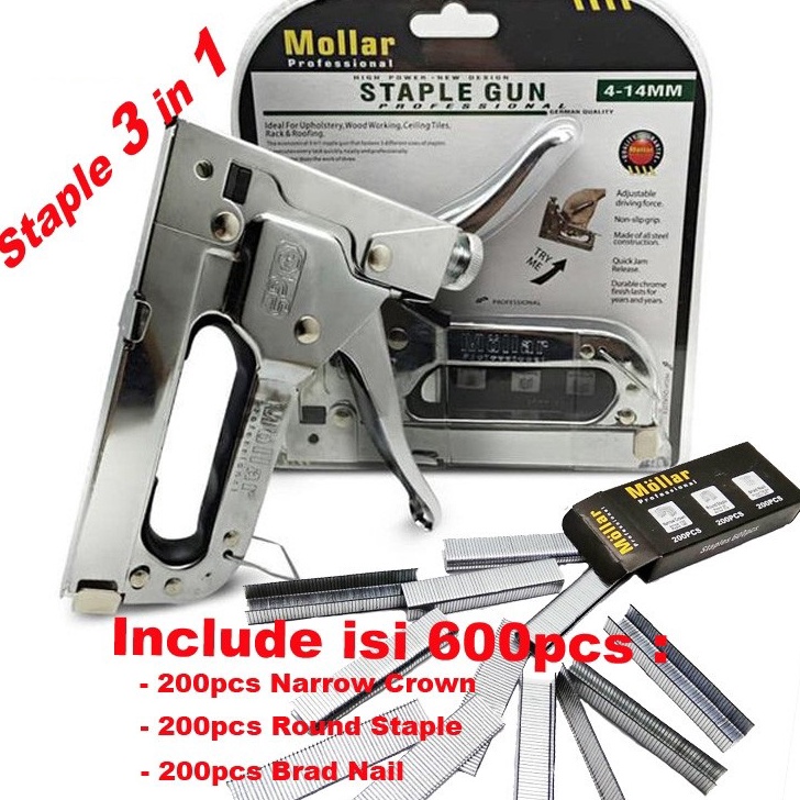 

Limited Gun Tacker Alat Staples dan Paku Tembak 3in1 Staple Gun Mollar 414mm Stapler Tembak Manual