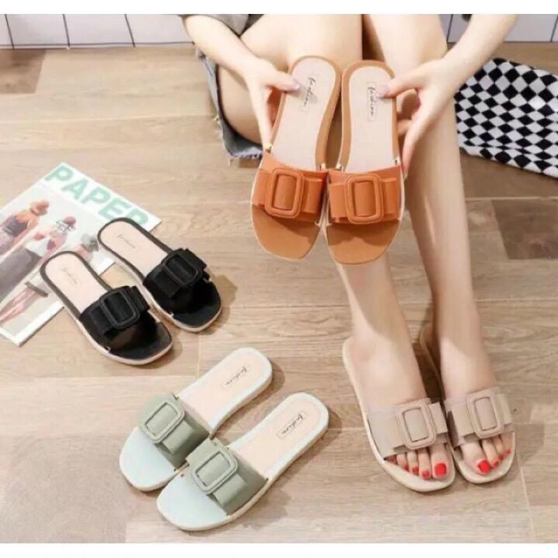 KOKOP KOTAK SLOP SANDAL TERBARU 2021/SANDAL WANITA TERBARU 2021/SANDAL WANITA