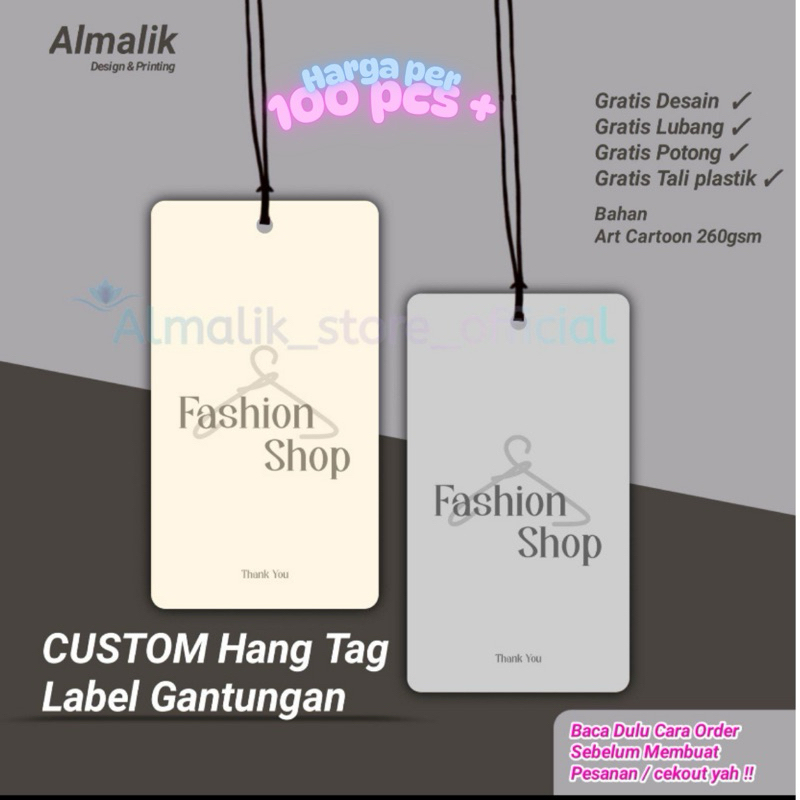 

Label Hangtag Baju Hangtag Label Gantungan Hangtag Custom Nama Sendiri Hangtag Hijab Label Hang Tag 110PCS