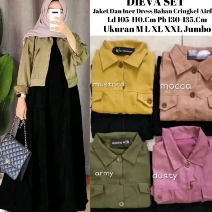 SET DIEVA  SETELAN GAMIS OUTER  GAMIS WANITA REMAJA DEWASA