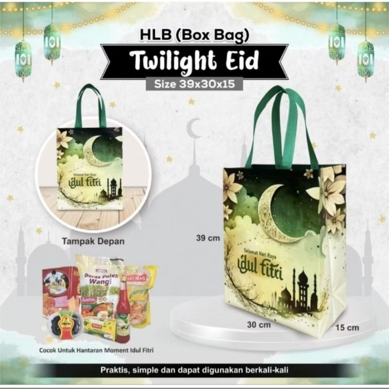 

Tas Parcel Lebaran Tas Hampers Lebaran Jumbo Goodiebag laminasi bahan tebal muat sembako sampai 12 kg. ukuran PxLxT 30x15x39 cm