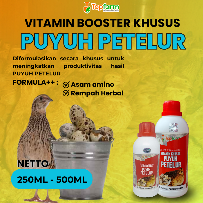 Vitamin Ternak Puyuh Petelur 250ML - 500ML/ Vitamin Untuk Puyuh Petelur/ Vitamin Burung Puyuh Petelu