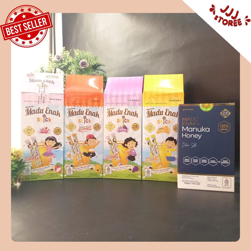 

Madu Enak Stick isi 20 Stick per Box Madu + Vitamin C/Madu Enak Manuka isi 10 Stick