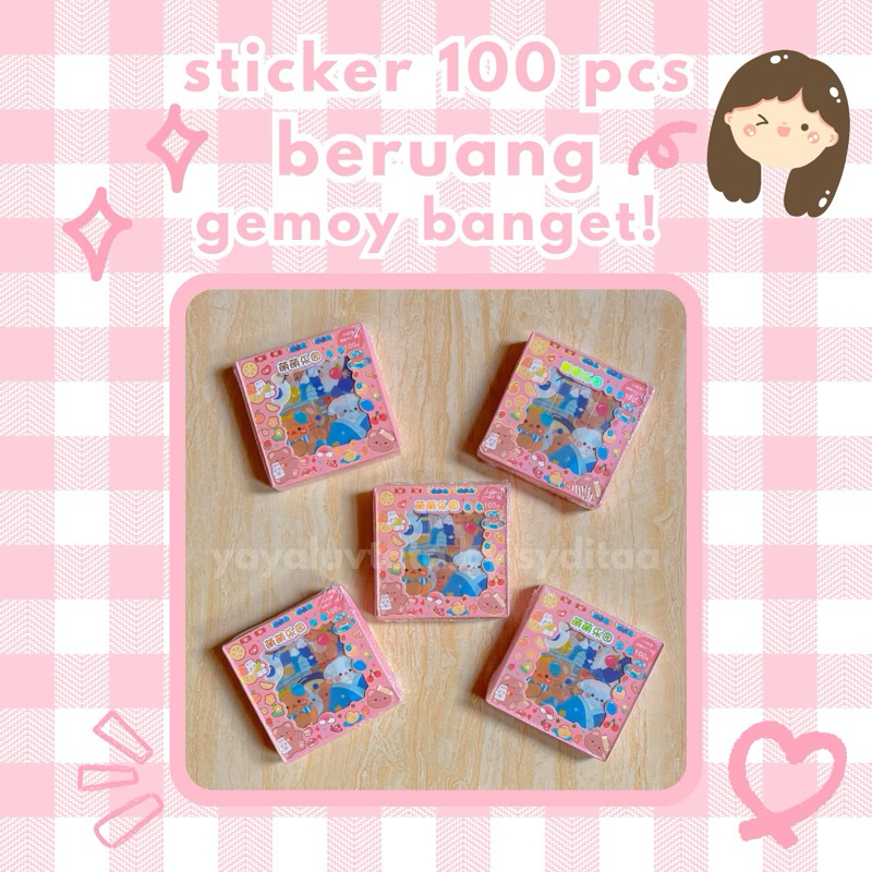 

sticker beruang gemas! isi 100 pcs warna warni!