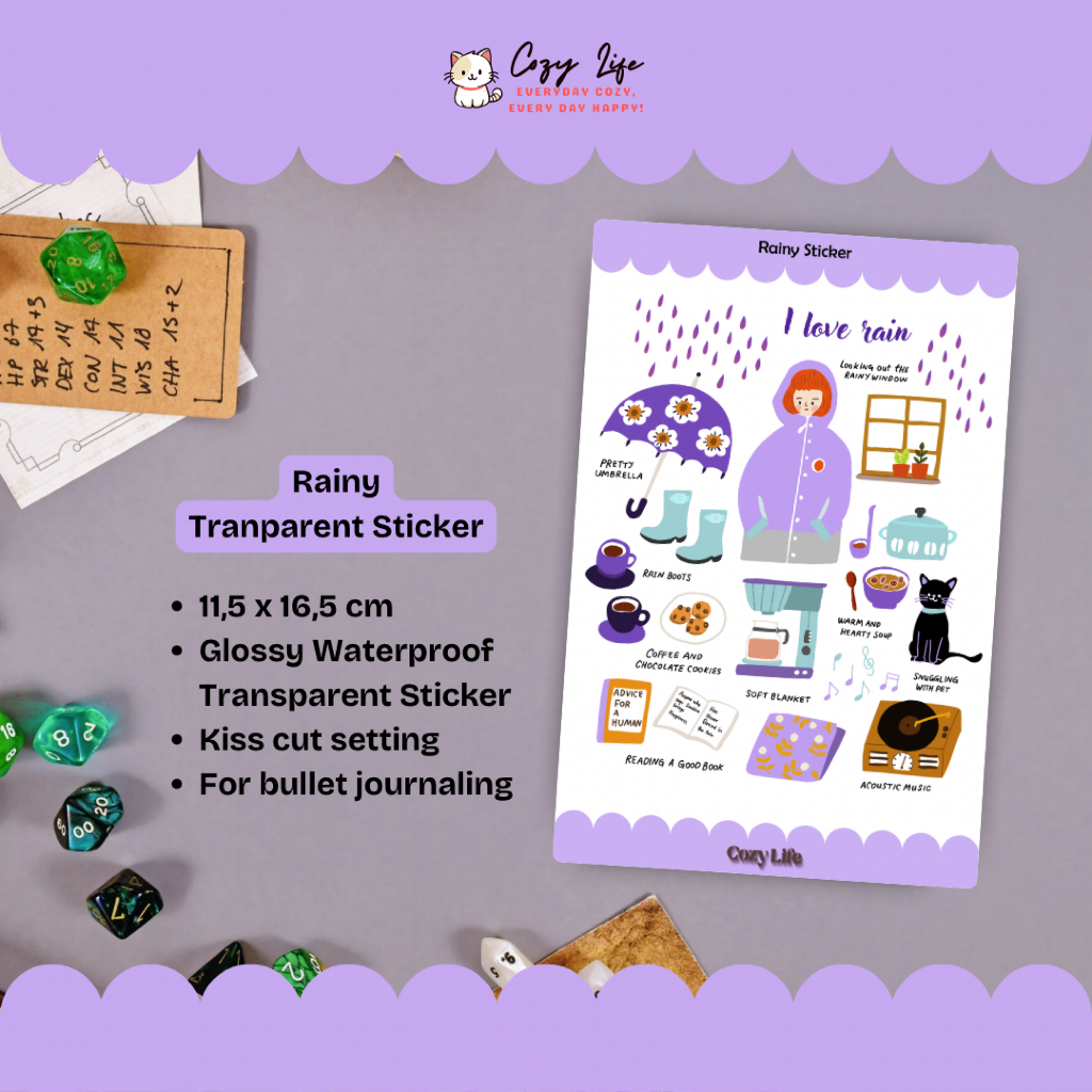 

Rainy Transparent Sticker - Cozy Vibes di Hari Hujan!