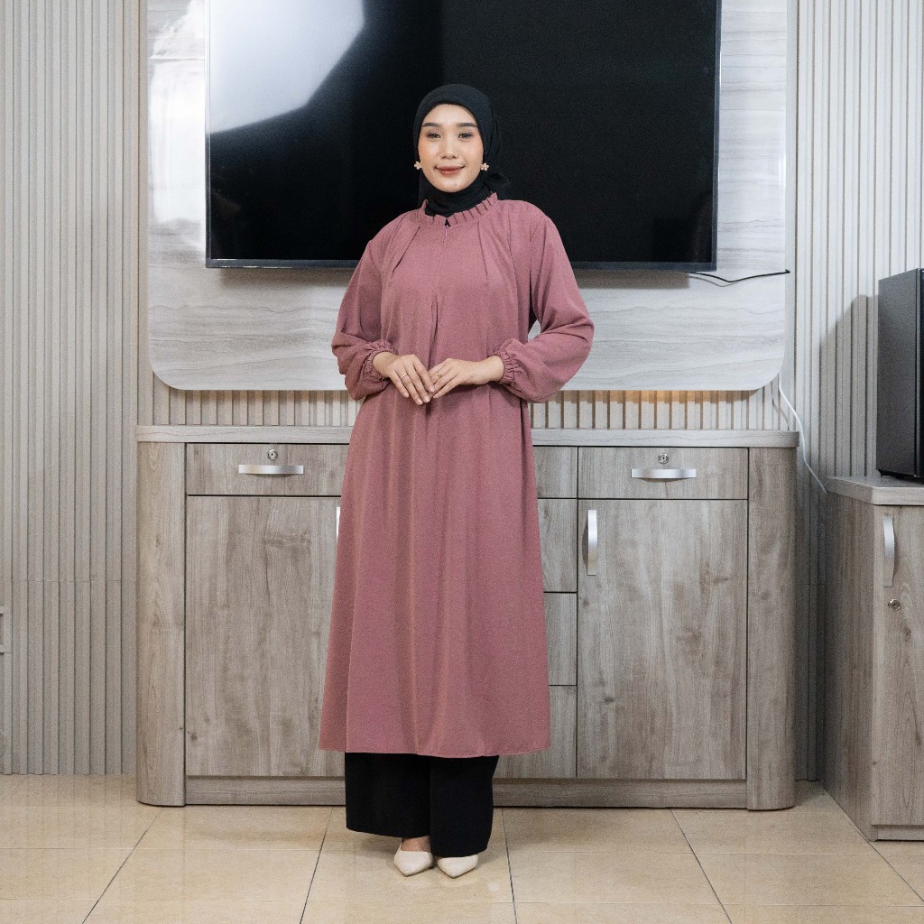 MAYANG COLLECTION - DRESS G02921 | TUNIK BLOUSE MIDI DRESS GAMIS ATASAN WANITA BROKAT SARIMBIT LEBAR