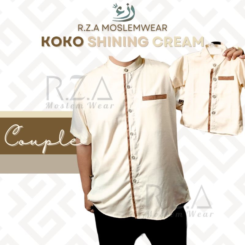 Koko Couple Ivory Cream Muda Krem List Coklat Tua Ayah Anak Newborn Jumbo Kemeja Baju Lebaran Sarimb