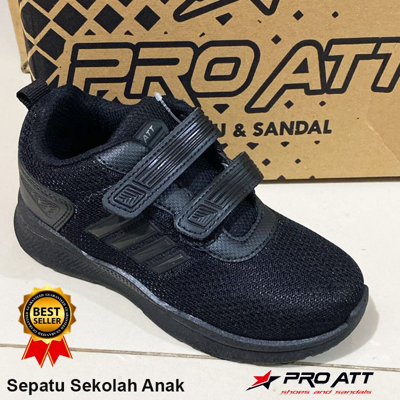 Premium Sepatu Sekolah Pro Att / Sepatu Sekolah Anak Laki Laki Perempuan / Sepatu Hitam Polos Unisex