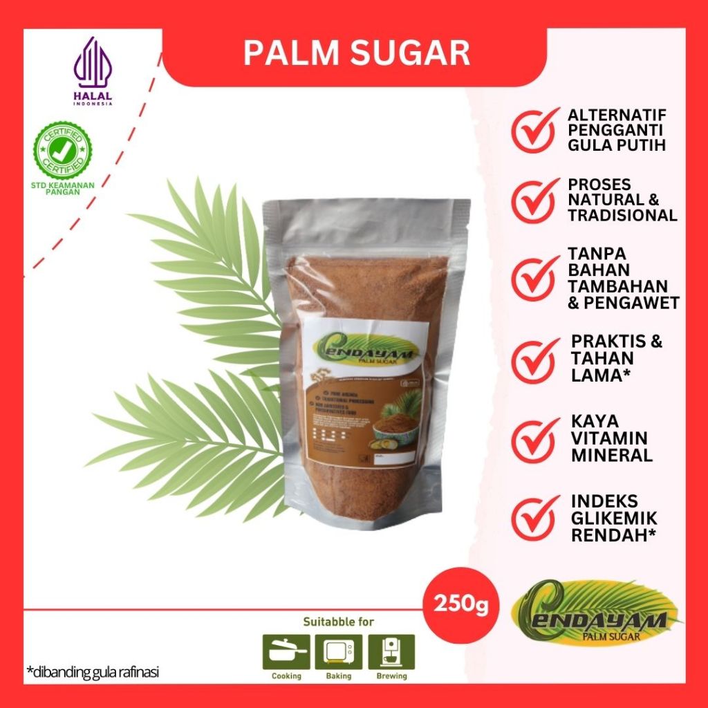 

ORGANIC PALM SUGAR 250GR - GULA ARENGA ORGANIK 250GR - CENDAYAM GULA SEMUT AREN PREMIUM