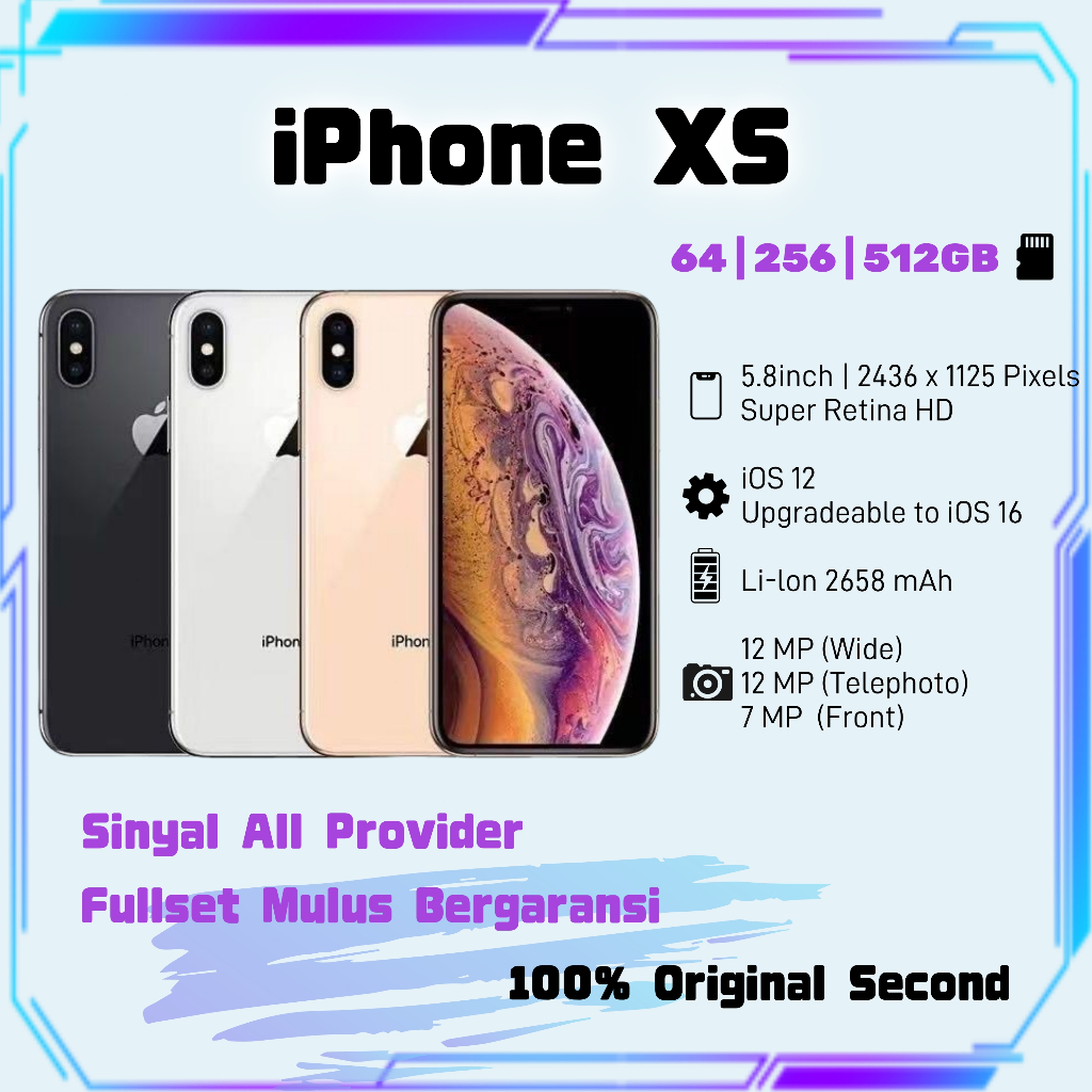 iPhone XS 64GB/256GB SECOND ORI | MULUS LIKE NEW NORMAL KONDISI PERFECT FULLSET Hp 3utools All Green