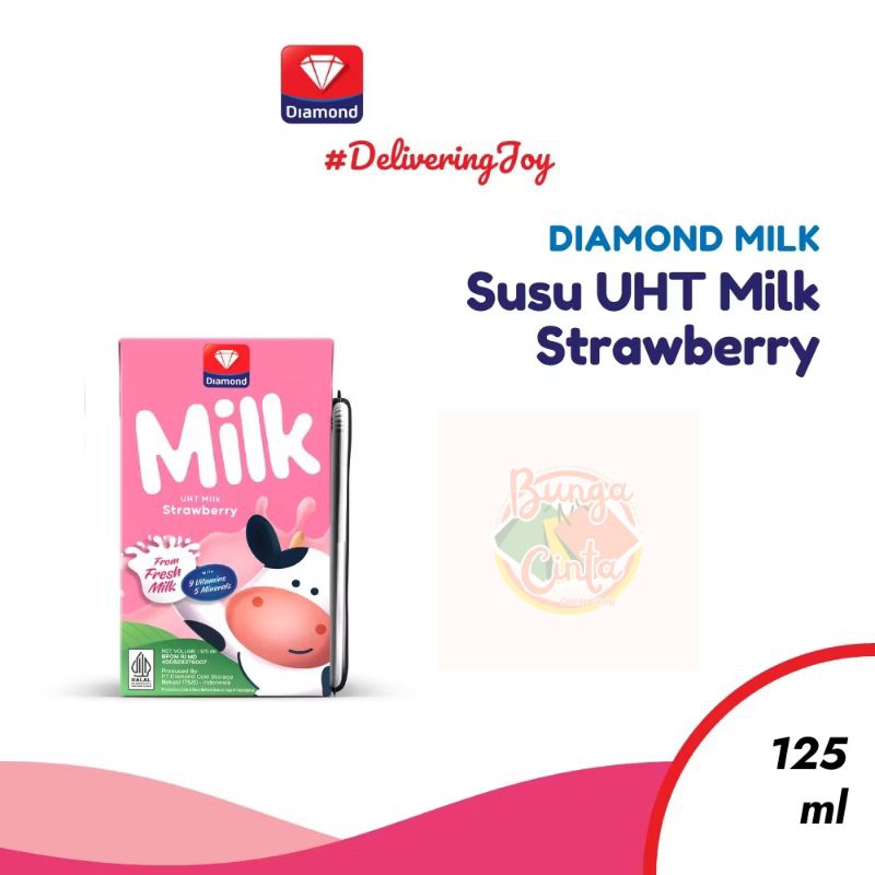 

Diamond Milk Susu UHT Strawberry 125 ML - Susu Diamond